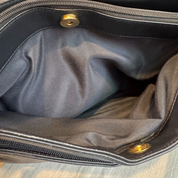 Vintage Etienne Aigner Navy Leather Hobo Shoulder Bag Horseshoe Logo - Picture 13 of 15